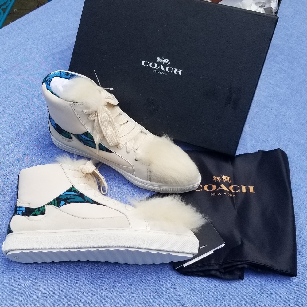 Coach c103 chalk/chalk pointy toe hightops NIB
